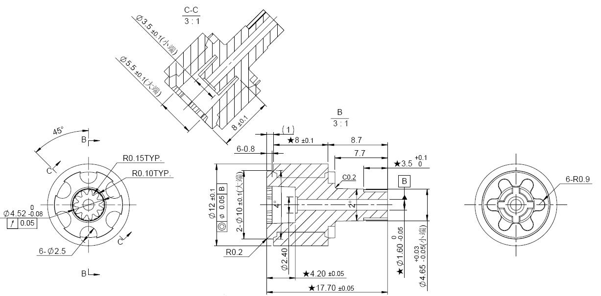 B2418AR直流无刷电机外形图. B2418AR直流无刷电机外形图.
